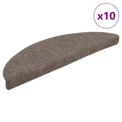 Tapetes de escada autoadesivos 10 peças 56x17x3 cm bege semicircular