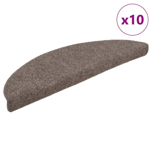 Tapetes de escada autoadesivos 10 peças 56x17x3 cm bege semicircular