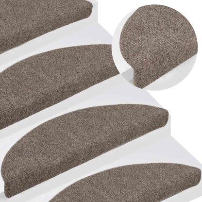 Tapetes de escada autoadesivos 10 peças 56x17x3 cm bege semicircular