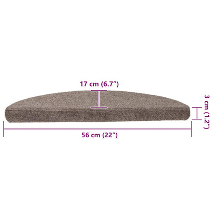 Tapetes de escada autoadesivos 10 peças 56x17x3 cm bege semicircular