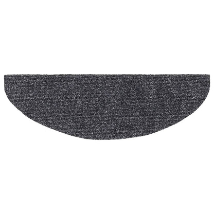 Tapetes de escada autoadesivos 5 peças 65x21x4 cm cinza escuro semicircular grande