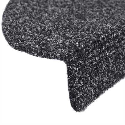 Tapetes de escada autoadesivos 5 peças 65x21x4 cm cinza escuro semicircular grande