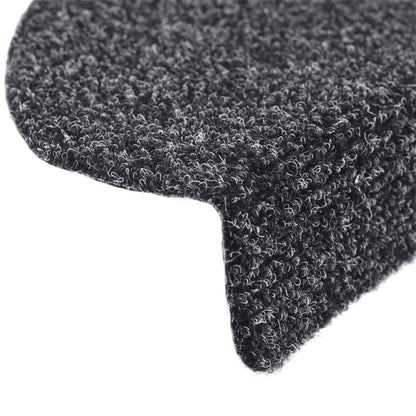 Tapetes de escada autoadesivos 10 peças 65x21x4 cm cinza escuro semicircular grande