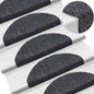 Tapetes de escada autoadesivos 10 peças 65x21x4 cm cinza escuro semicircular grande
