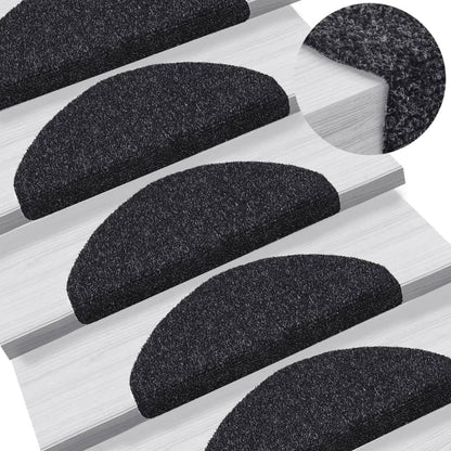 Tapetes de escada autoadesivos 5 peças 65x21x4 cm pretos semicirculares grandes