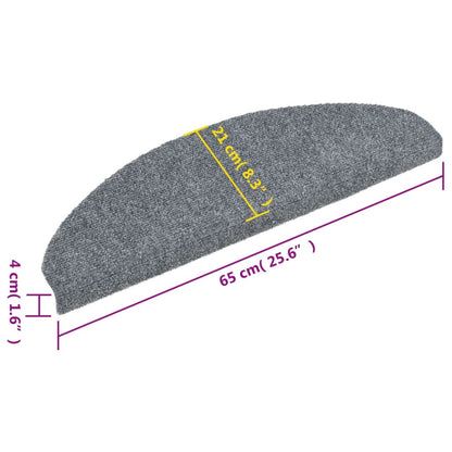 Tapetes de escada autoadesivos 10 peças 65x21x4 cm cinza claro semicircular grande