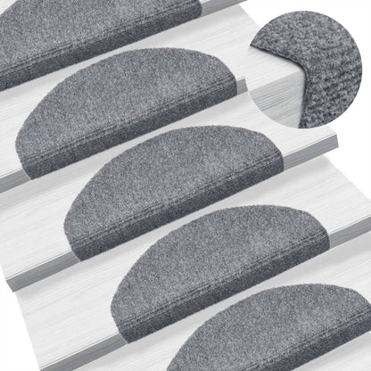 Tapetes de escada autoadesivos 10 peças 65x21x4 cm cinza claro semicircular grande