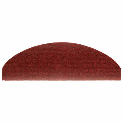 Tapetes de escada autoadesivos 5 peças 65x21x4 cm vermelho bordô meio redondo grande