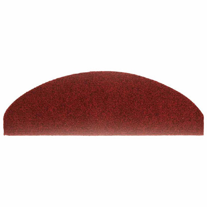Tapetes de escada autoadesivos 10 peças 65x21x4 cm vermelho bordô meio redondo grande
