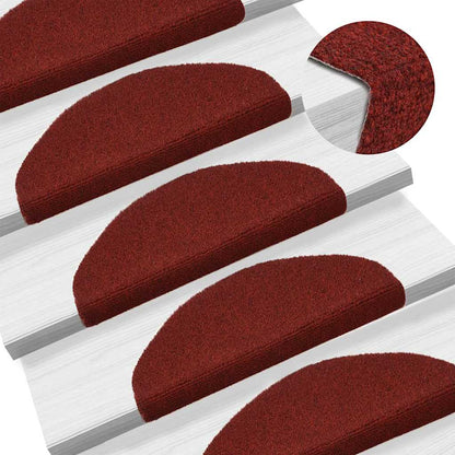 Tapetes de escada autoadesivos 10 peças 65x21x4 cm vermelho bordô meio redondo grande