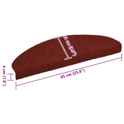 Tapetes de escada autoadesivos 10 peças 65x21x4 cm vermelho bordô meio redondo grande