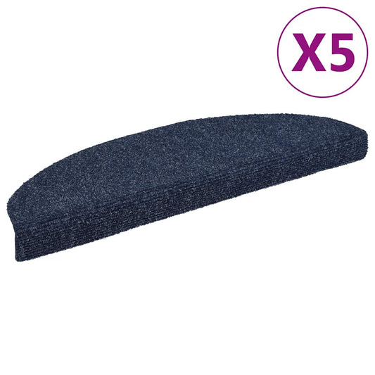 Tapetes de escada autoadesivos 5 peças 65x21x4 cm azul semicircular grande