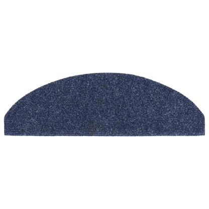 Tapetes de escada autoadesivos 5 peças 65x21x4 cm azul semicircular grande