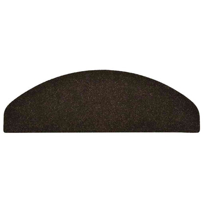 Tapetes de escada autoadesivos 5 peças 65x21x4 cm marrom escuro semicircular grande