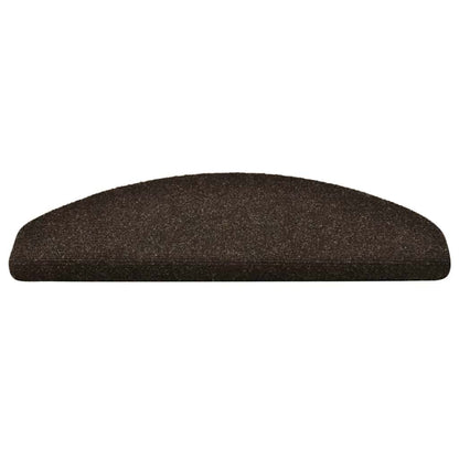 Tapetes de escada autoadesivos 10 peças 65x21x4 cm marrom escuro meio redondo grande
