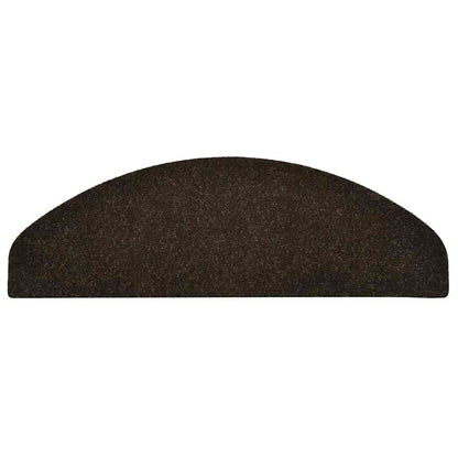Tapetes de escada autoadesivos 10 peças 65x21x4 cm marrom escuro meio redondo grande