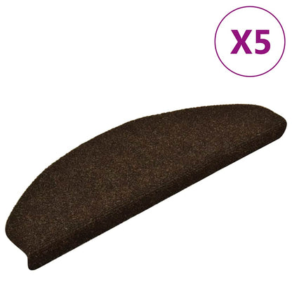 Tapetes de escada autoadesivos 5 peças 65x21x4 cm marrom semicircular grande