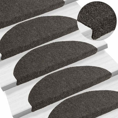 Tapetes de escada autoadesivos 5 peças 65x21x4 cm antracite semicircular grande
