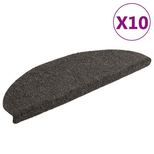 Tapetes de escada autoadesivos 10 peças 65x21x4 cm antracite semicircular grande
