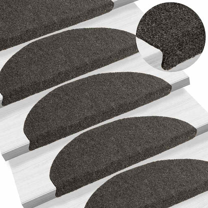 Tapetes de escada autoadesivos 10 peças 65x21x4 cm antracite semicircular grande