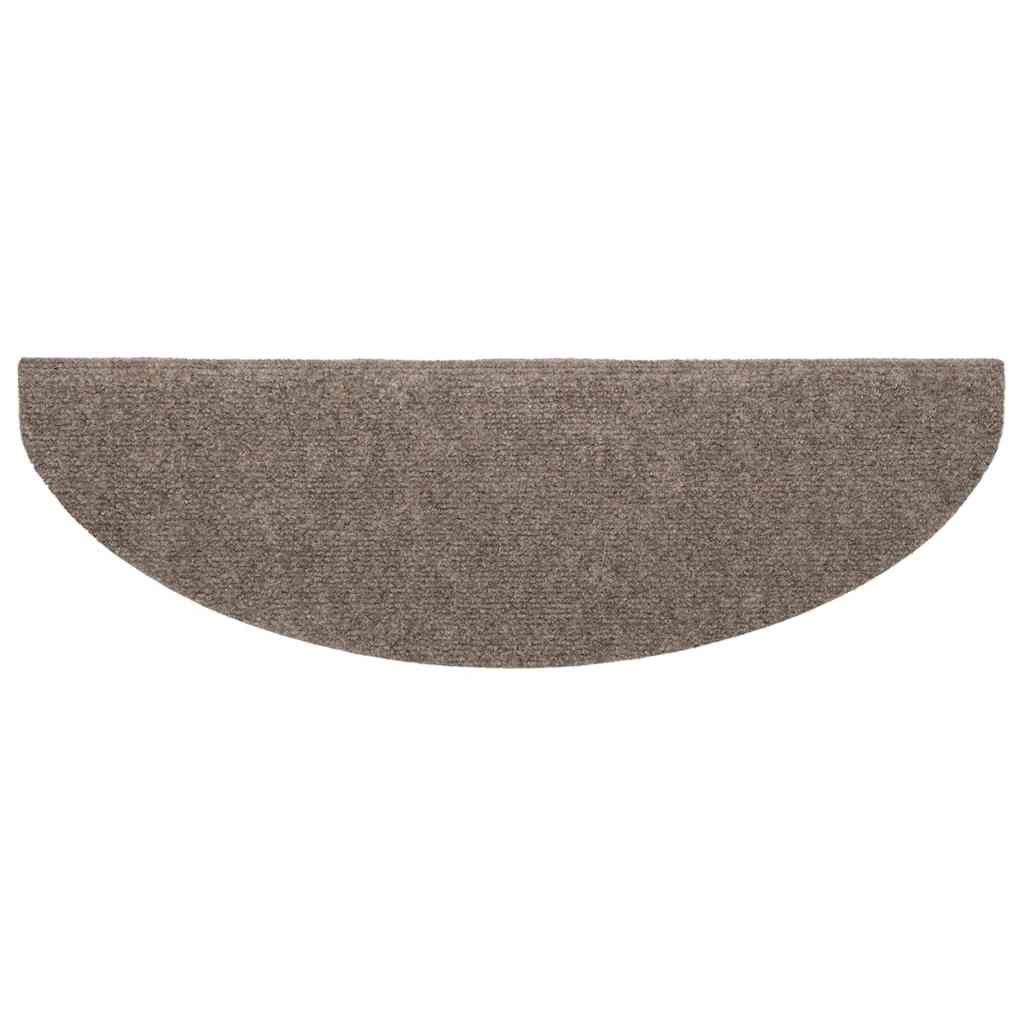 Tapetes de escada autoadesivos 5 peças 65x21x4 cm bege semicircular grande