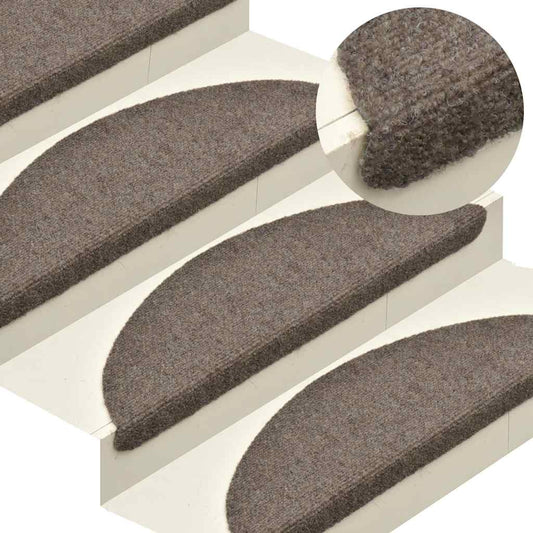 Tapetes de escada autoadesivos 5 peças 65x21x4 cm bege semicircular grande