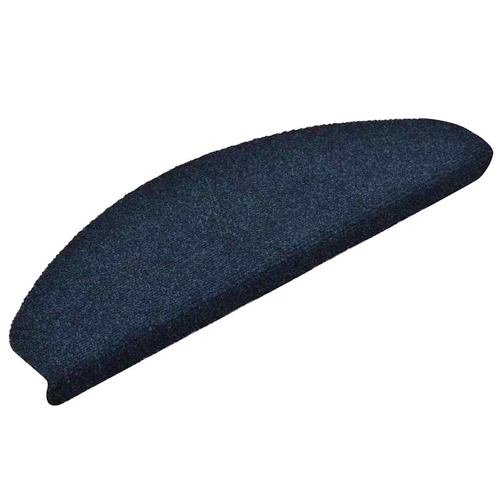 Tapetes de escada autoadesivos 10 peças 65x21x4 cm azul marinho semicircular grande