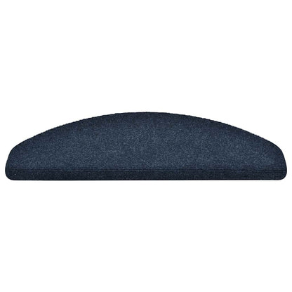 Tapetes de escada autoadesivos 10 peças 65x21x4 cm azul marinho semicircular grande