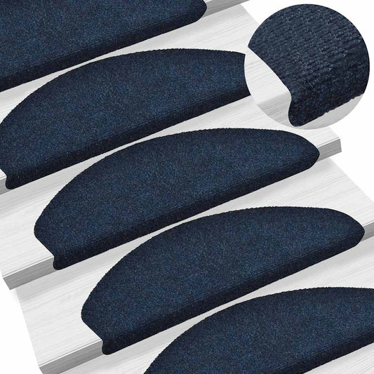 Tapetes de escada autoadesivos 10 peças 65x21x4 cm azul marinho semicircular grande