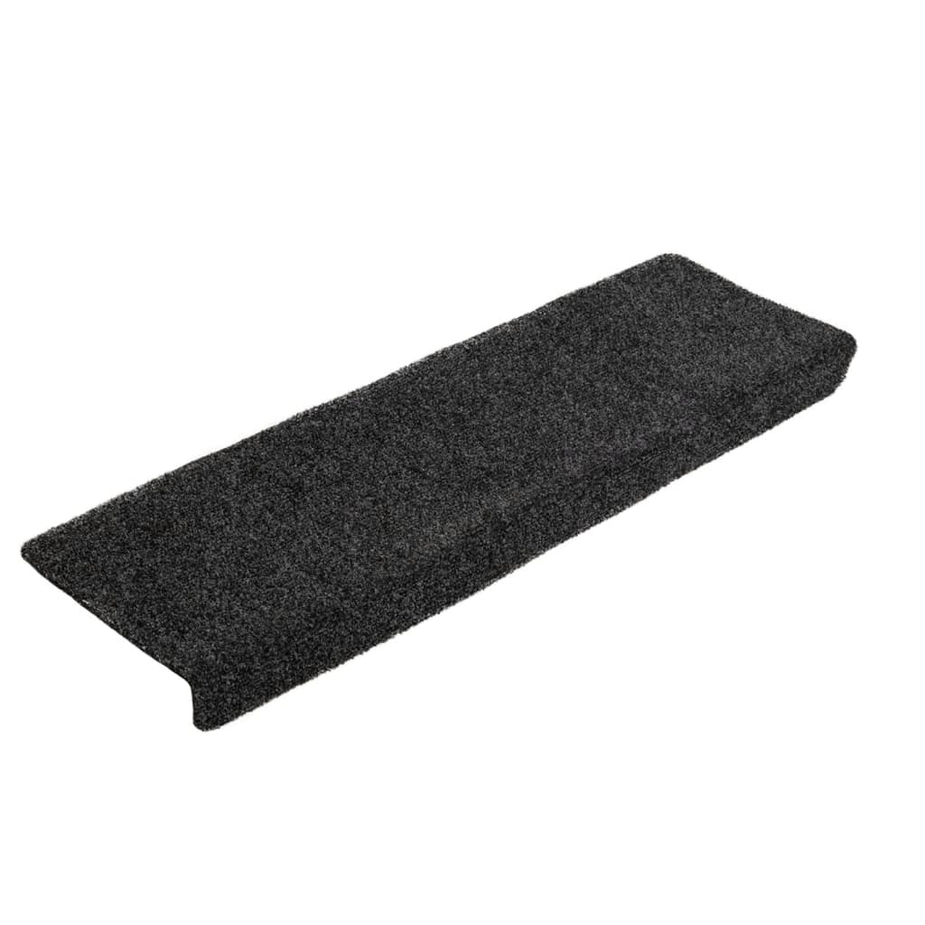 Tapetes de escada autoadesivos 5 peças 65x21x4 cm cinza com borda retangular