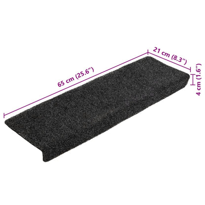 Tapetes de escada autoadesivos 5 peças 65x21x4 cm cinza com borda retangular