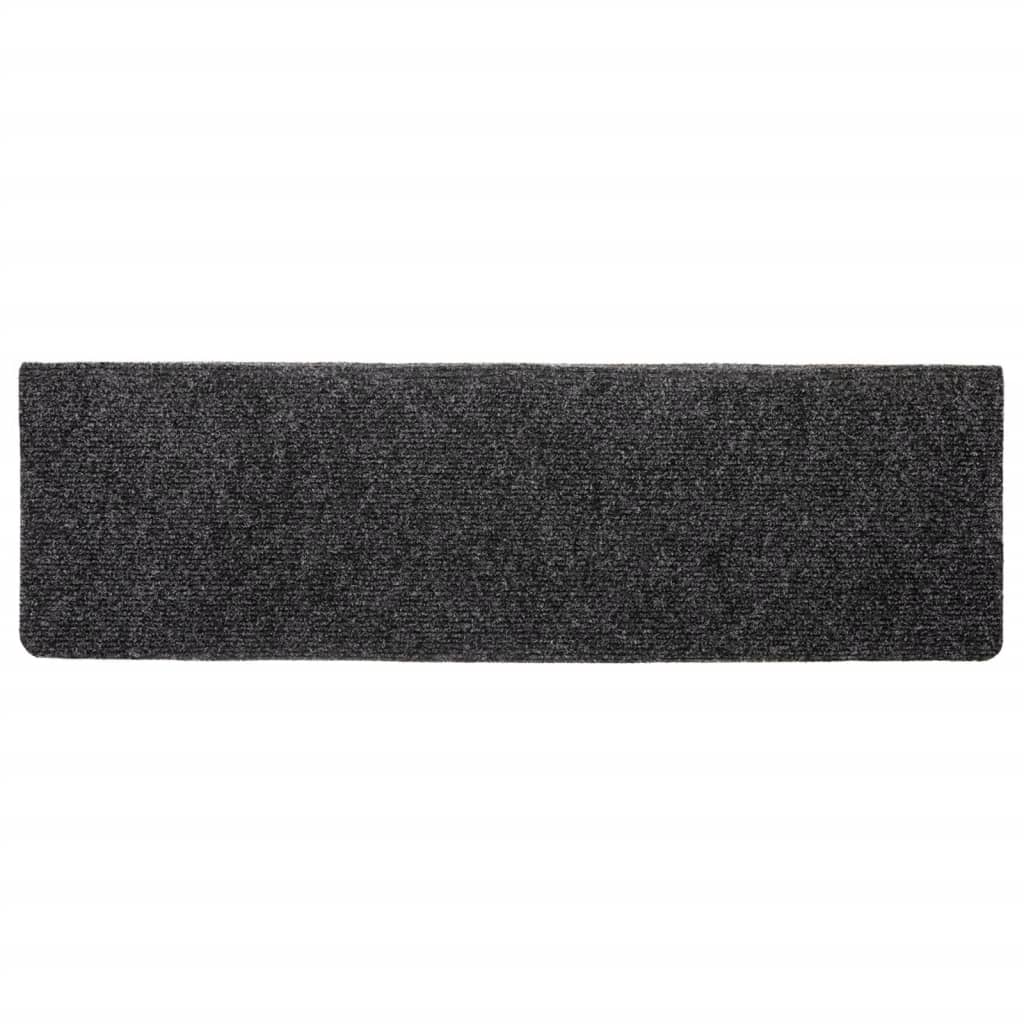 Tapetes de escada autoadesivos 10 peças 65x21x4 cm cinza com borda retangular