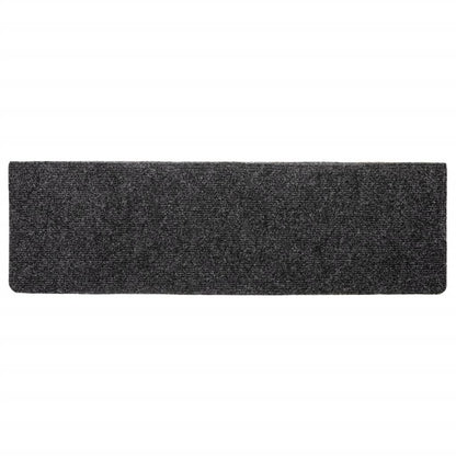 Tapetes de escada autoadesivos 10 peças 65x21x4 cm cinza com borda retangular