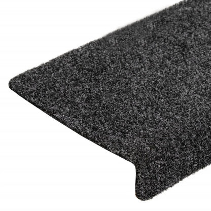 Tapetes de escada autoadesivos 10 peças 65x21x4 cm cinza com borda retangular