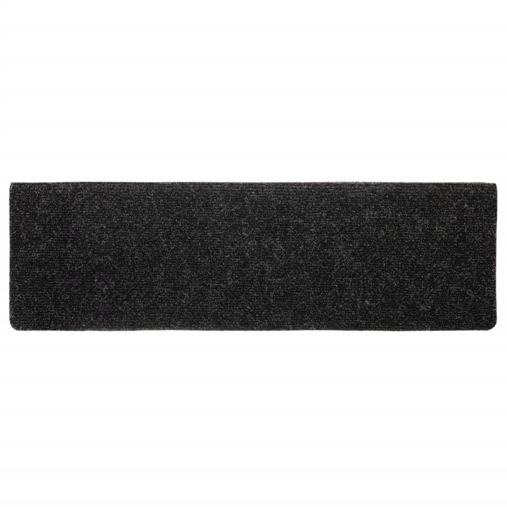 Tapetes de escada autoadesivos 5 peças 65x21x4 cm pretos com borda retangular