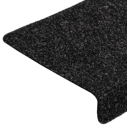Tapetes de escada autoadesivos 5 peças 65x21x4 cm pretos com borda retangular