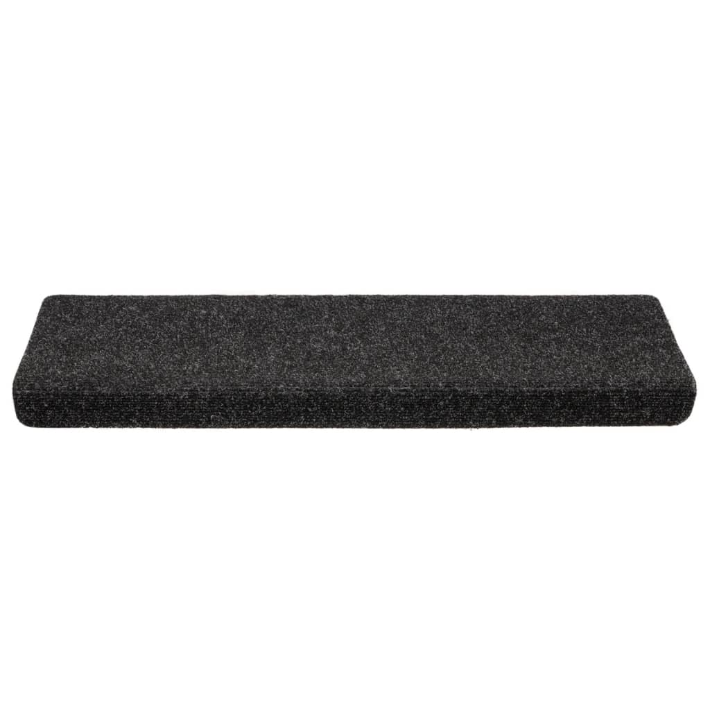 Tapetes de escada autoadesivos 10 peças 65x21x4 cm pretos com borda retangular