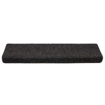 Tapetes de escada autoadesivos 10 peças 65x21x4 cm pretos com borda retangular