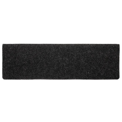 Tapetes de escada autoadesivos 10 peças 65x21x4 cm pretos com borda retangular
