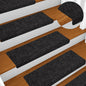 Tapetes de escada autoadesivos 10 peças 65x21x4 cm pretos com borda retangular