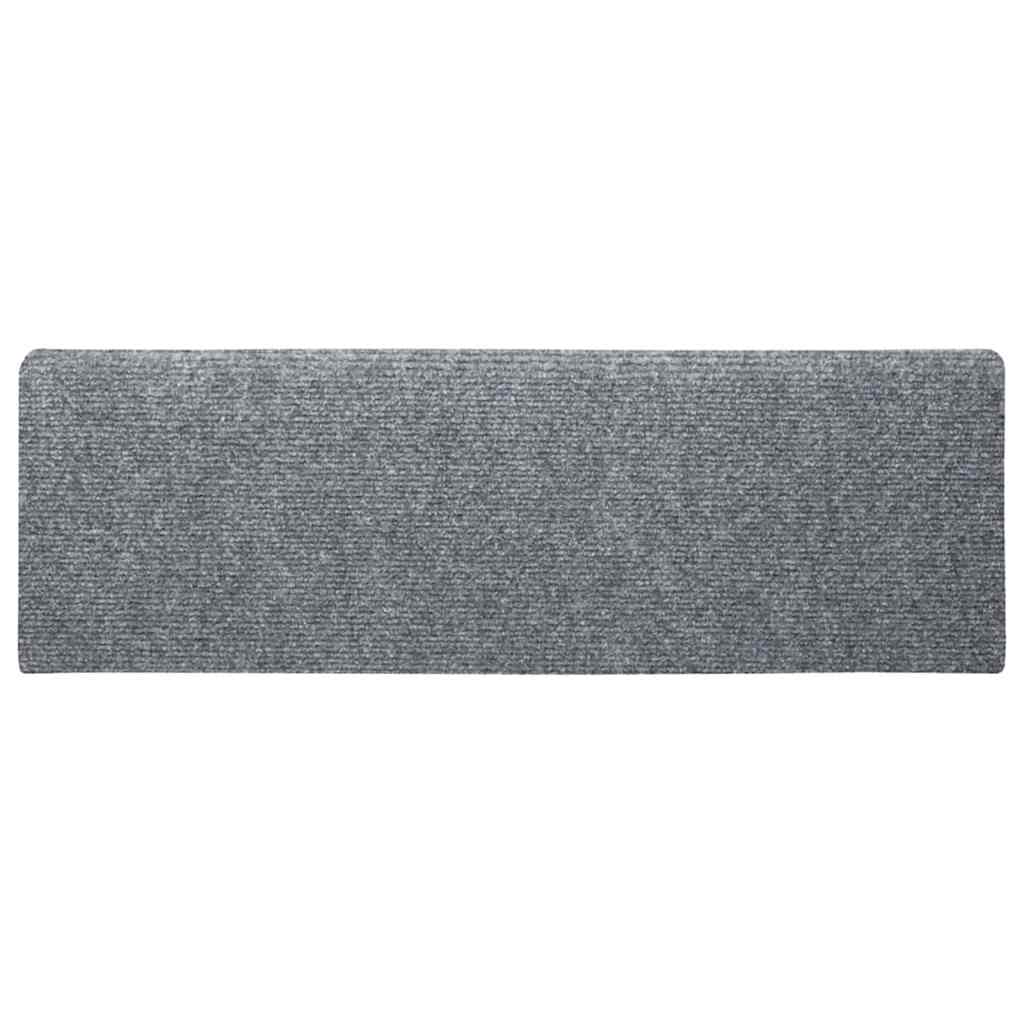 Tapetes de escada autoadesivos 5 peças 65x21x4 cm cinza claro com borda retangular