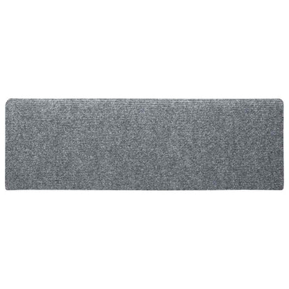 Tapetes de escada autoadesivos 5 peças 65x21x4 cm cinza claro com borda retangular