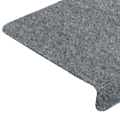 Tapetes de escada autoadesivos 5 peças 65x21x4 cm cinza claro com borda retangular