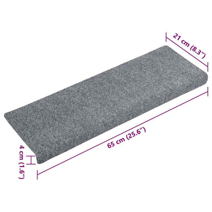Tapetes de escada autoadesivos 5 peças 65x21x4 cm cinza claro com borda retangular