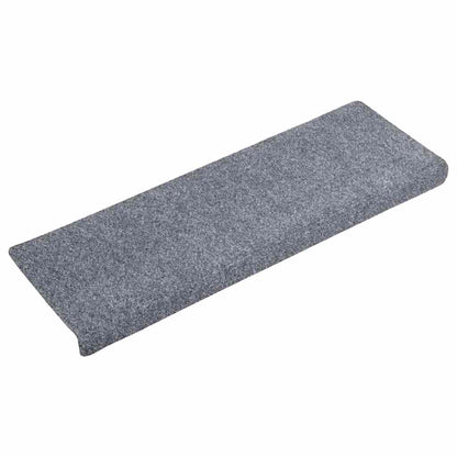 Tapetes de escada autoadesivos 10 peças 65x21x4 cm cinza claro com borda retangular