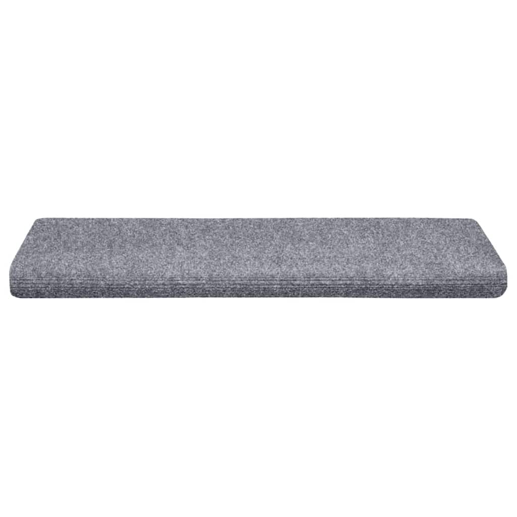 Tapetes de escada autoadesivos 10 peças 65x21x4 cm cinza claro com borda retangular