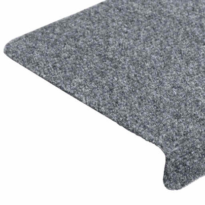 Tapetes de escada autoadesivos 10 peças 65x21x4 cm cinza claro com borda retangular