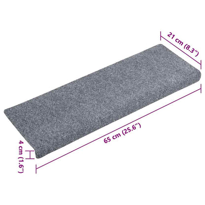 Tapetes de escada autoadesivos 10 peças 65x21x4 cm cinza claro com borda retangular