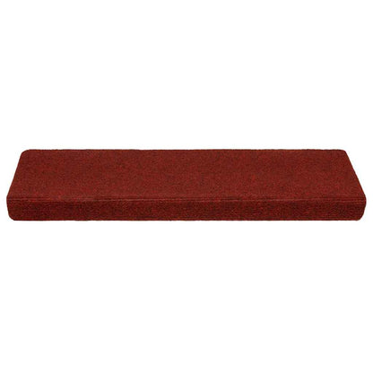 Tapetes de escada autoadesivos 5 peças 65x21x4 cm vermelho bordô com borda retangular