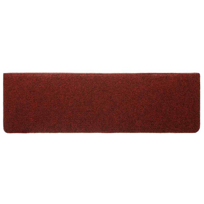 Tapetes de escada autoadesivos 5 peças 65x21x4 cm vermelho bordô com borda retangular